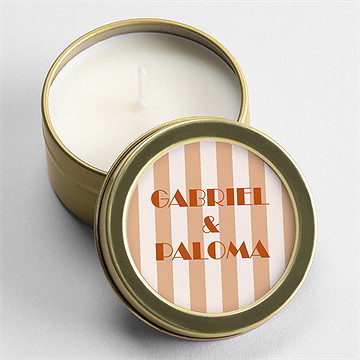Bougie mariage terracotta estival or