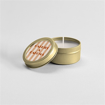 Bougie mariage terracotta estival or - Mise en situation