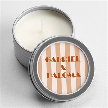 Bougie mariage terracotta estival argent