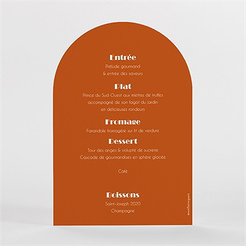 Menu mariage terracotta estival - Dos du faire-part