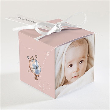 Boîte de dragées baptême joli passeport bapteme - Dos de la boîte