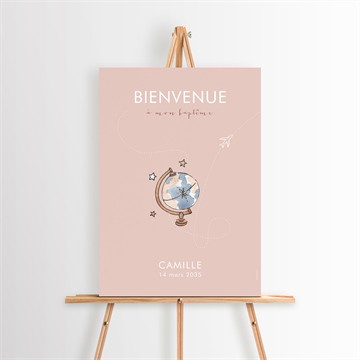 Panneau bienvenue joli passeport bapteme