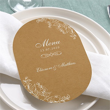 Menu mariage belle découverte ovale - Mise en situation