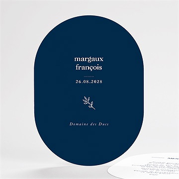 Menu mariage bleu romantique ovale - Mise en situation