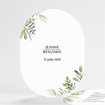 Menu mariage nature chic ovale