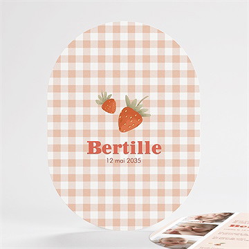 Faire-part naissance vichy et fraises - Mise en situation