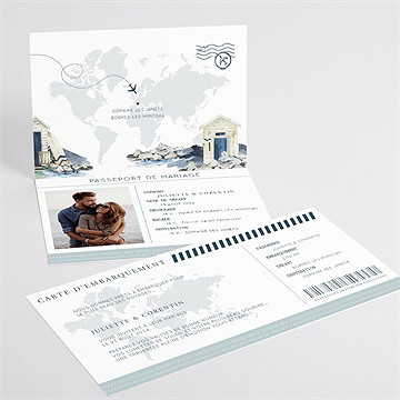 Faire-part mariage passeport marin - Intérieur du faire-part