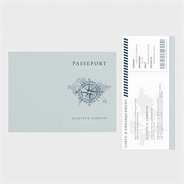 Faire-part mariage passeport marin - Dos du faire-part