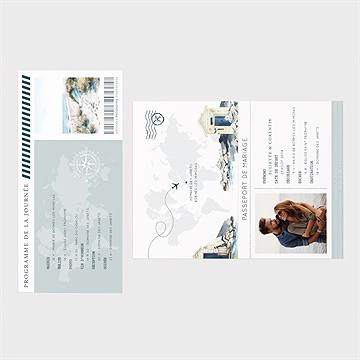 Faire-part mariage passeport marin - Détail du faire-part