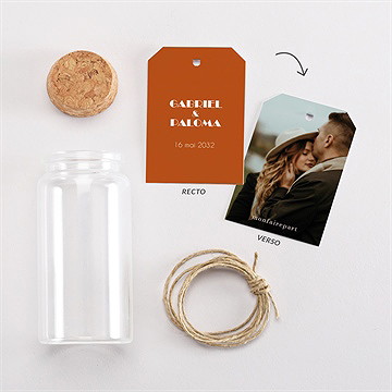 Mignonette mariage terracotta estival étiquette - Vue d'ensemble