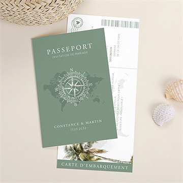 Faire-part mariage passeport tropical