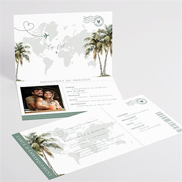 Faire-part mariage passeport tropical - Intérieur du faire-part
