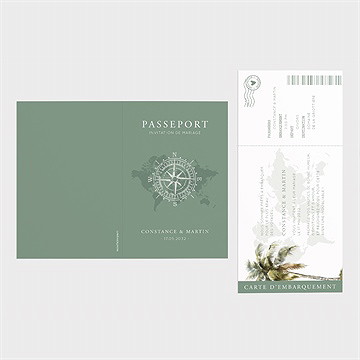 Faire-part mariage passeport tropical - Dos du faire-part
