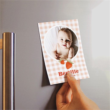 Remerciement naissance vichy et fraises - Mise en situation