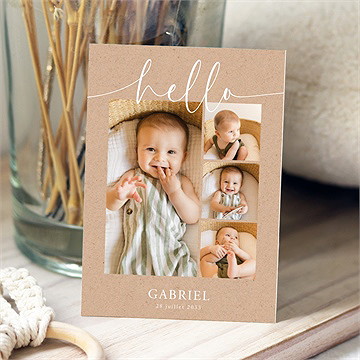Faire-part naissance kraft photos
