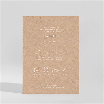 Faire-part naissance kraft photos - Dos du faire-part