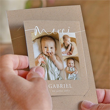 Remerciement naissance kraft photos - Mise en situation