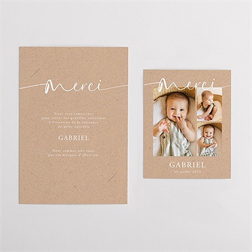 Remerciement naissance kraft photos - Vue d'ensemble