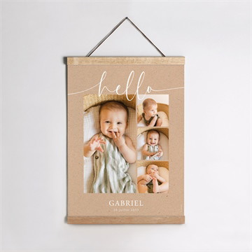 Affiche naissance kraft photos magnet