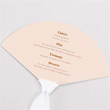 Menu mariage orange et fuchsia éventail - Dos de l'eventail