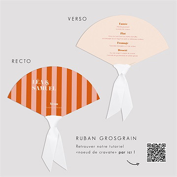 Menu mariage orange et fuchsia éventail - Mode d'emploi