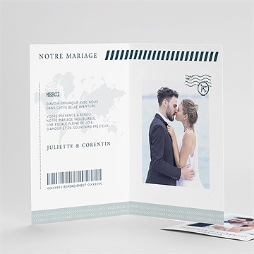 Remerciement mariage passeport marin - Détail du remerciement