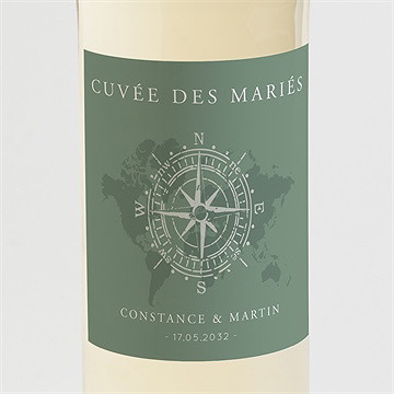 Etiquette de bouteille mariage passeport tropical