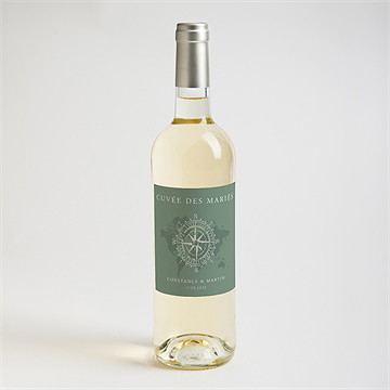 Etiquette de bouteille mariage passeport tropical - Mise en situation