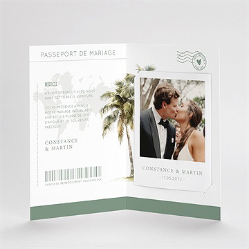 Remerciement mariage passeport tropical - Intérieur du remerciement