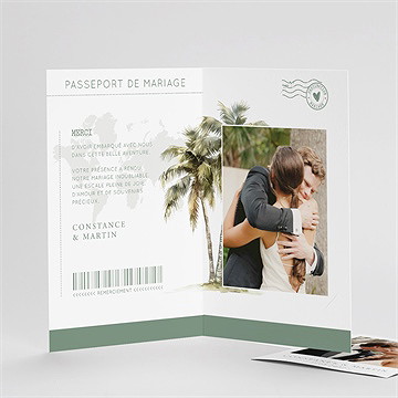 Remerciement mariage passeport tropical - Détail du remerciement