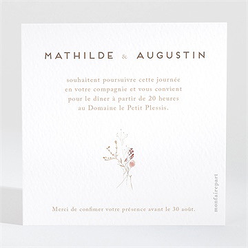 Carton d'invitation mariage couronne d'automne - Dos du carton