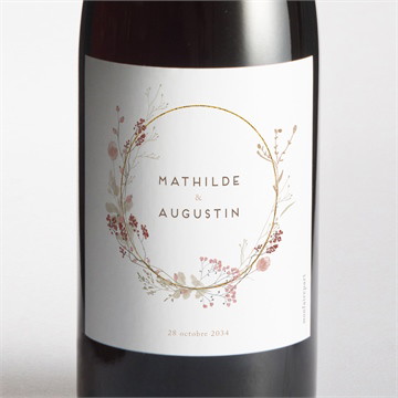 Etiquette de bouteille mariage couronne d'automne étui