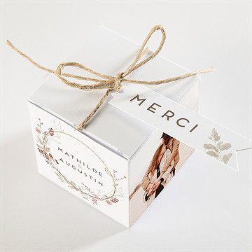 Boîte de dragées mariage couronne d'automne - Dessus de la boîte