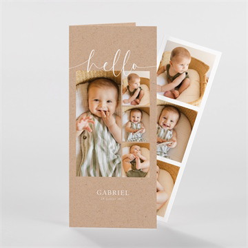 Faire-part naissance kraft photos photomaton