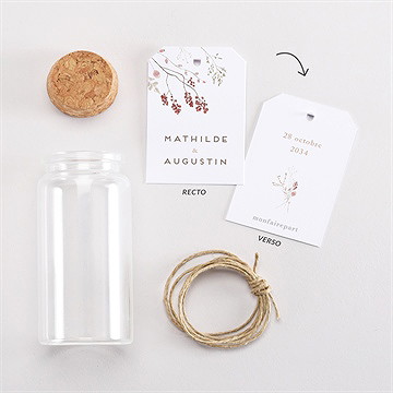 Mignonette mariage couronne d'automne étiquette - Vue d'ensemble