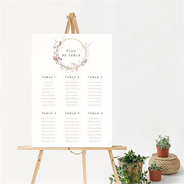 Plan de table mariage couronne d'automne - Mise en situation