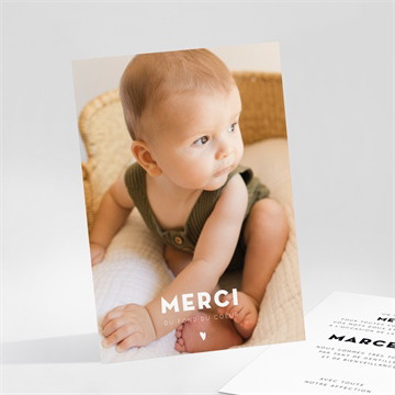 Remerciement naissance photo petit coeur