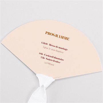 Eventail mariage orange et fuchsia - Dos de l'eventail
