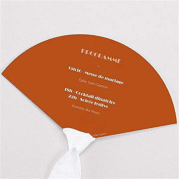 Eventail mariage terracotta estival - Dos de l'eventail