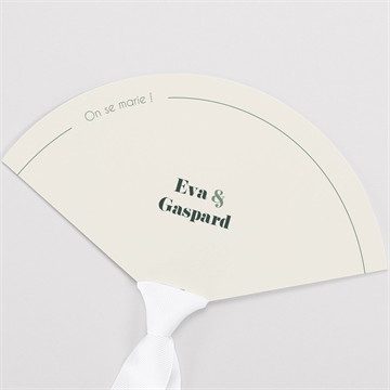 Eventail mariage vert sauge étui