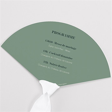 Eventail mariage tons vert sauge - Dos de l'eventail