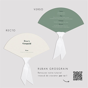Menu mariage vert sauge éventail - Mode d'emploi