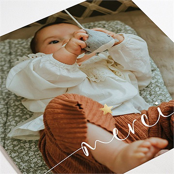 Remerciement naissance photo hello - Marquage dorure OR