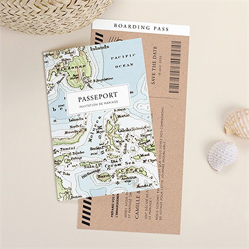 Faire-part mariage carte du monde