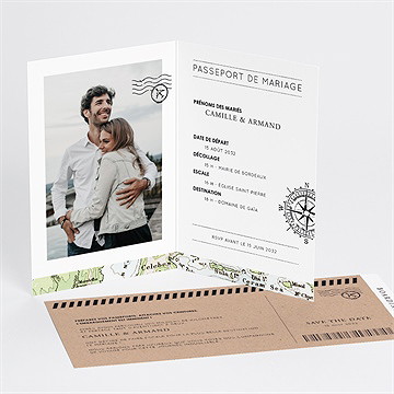 Faire-part mariage carte du monde - Intérieur du faire-part