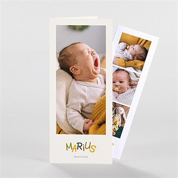 Faire-part naissance prénom coloré photomaton