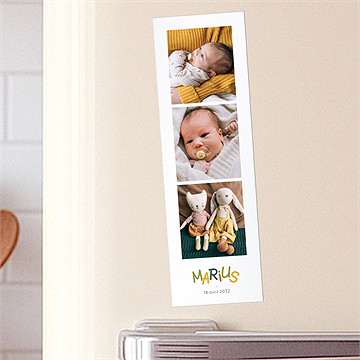 Faire-part naissance prénom coloré photomaton - Mise en situation