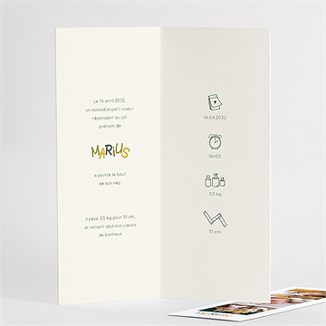 Faire-part naissance prénom coloré photomaton - Détail du faire-part