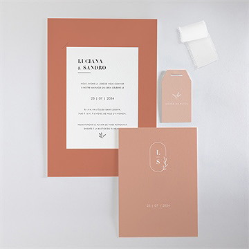 Faire-part mariage beauté classique superposition - Vue d'ensemble