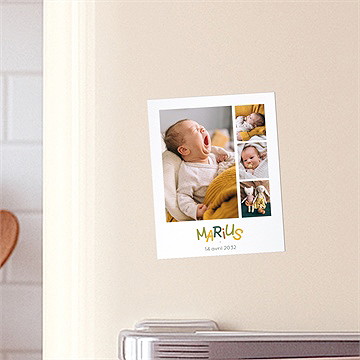 Faire-part naissance prénom coloré plié duo - Mise en situation